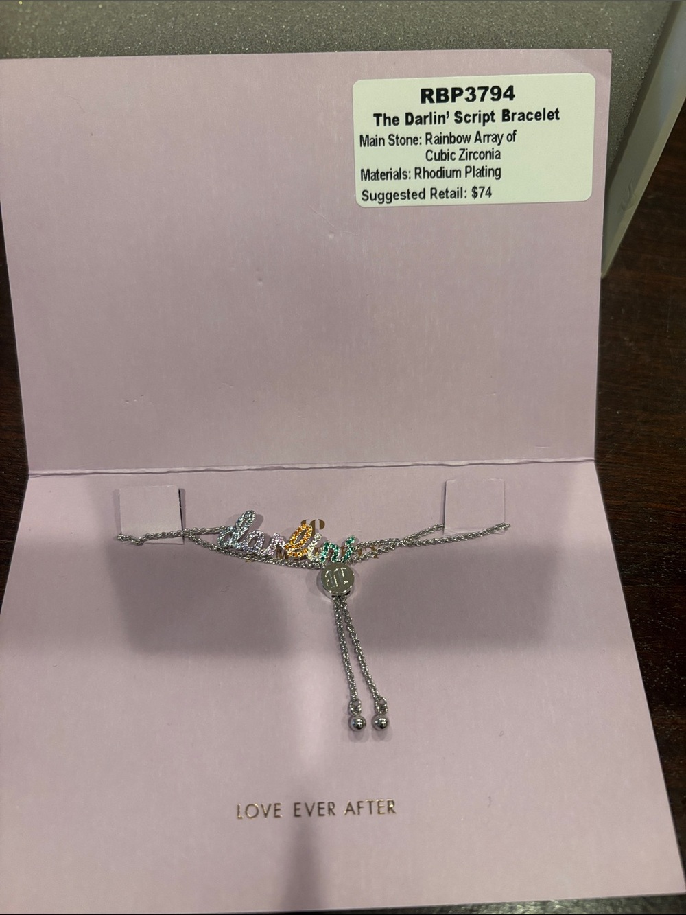 The Darlin' Script Rainbow Bracelet - Rhodium Plated Love Ever After